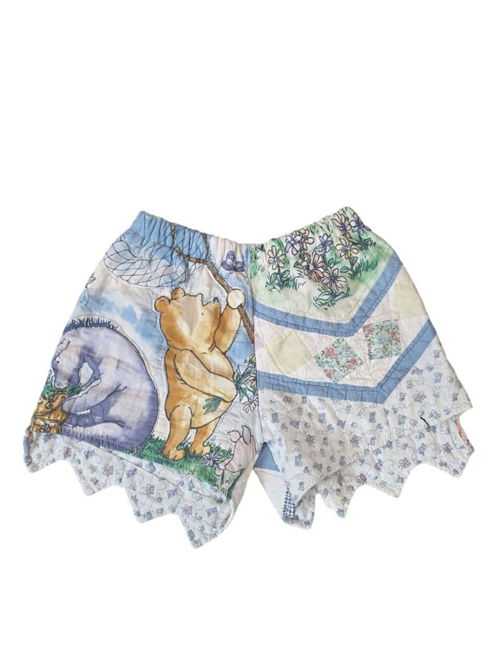 DIY Disney Patchwork-Style Handmade Winnie The Pooh Shorts With Scalloped Hem S